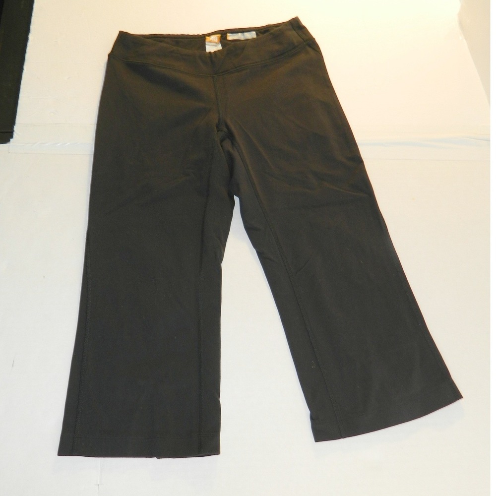 Lucy Lotus Collection Capri Leggings Womens Small Black Powermax Slit Hem